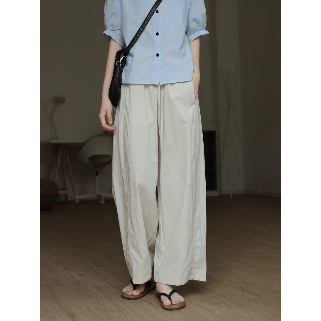 墙裂推荐！休闲直筒阔腿气球裤女小个子梨形身材夏季舒服薄款裤子