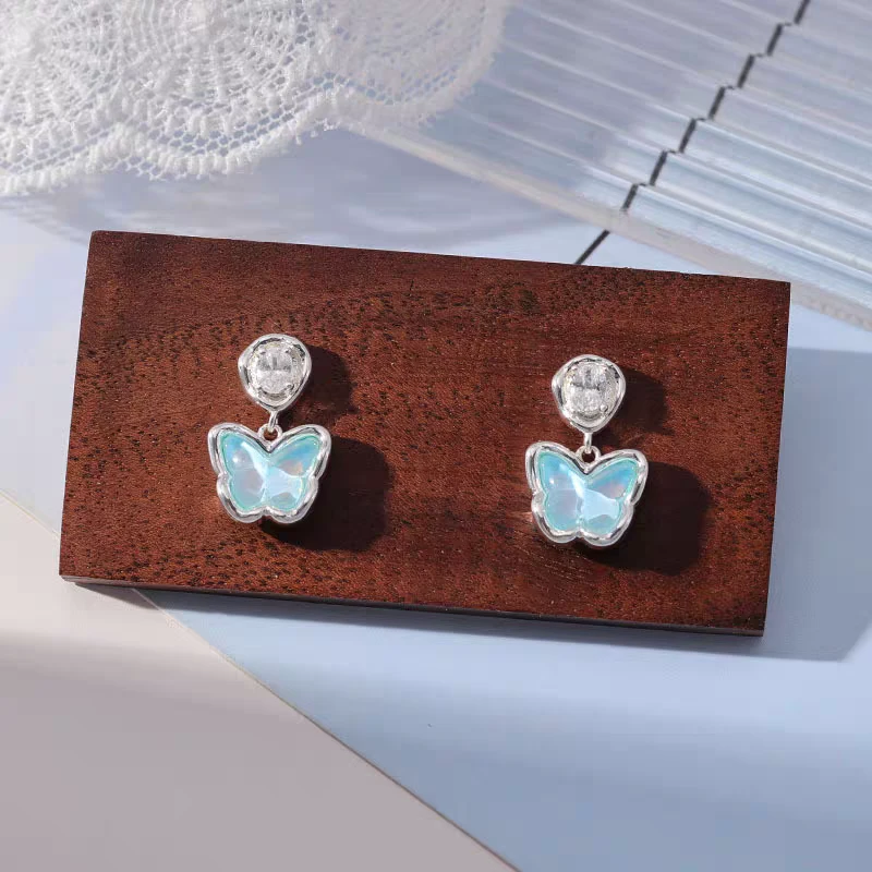 铜合金耳饰 【E100】新款气质温柔耳环饰品蓝色时尚精致百搭