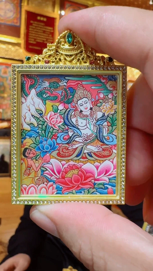 吊坠大势至--纯手绘热贡元旦唐卡画院、13