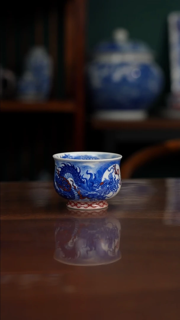 自成堂柴窑 龙凤杯