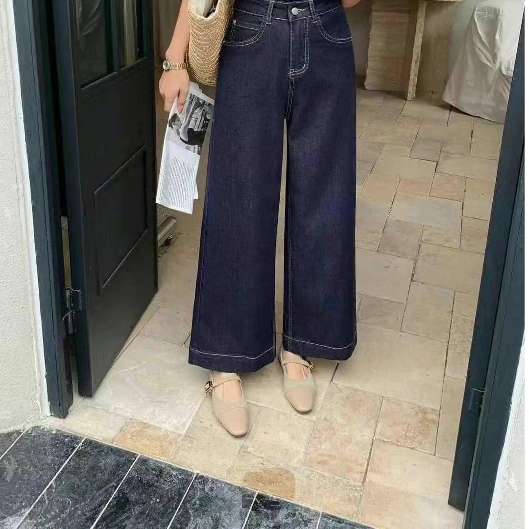 6928夏季薄款时尚休闲百搭宽松女小个子牛仔九分阔腿裤