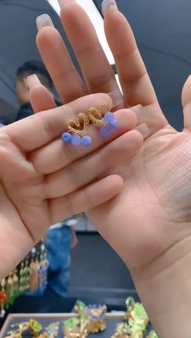 【闪购商品】翡翠耳饰合金406翡翠耳钉