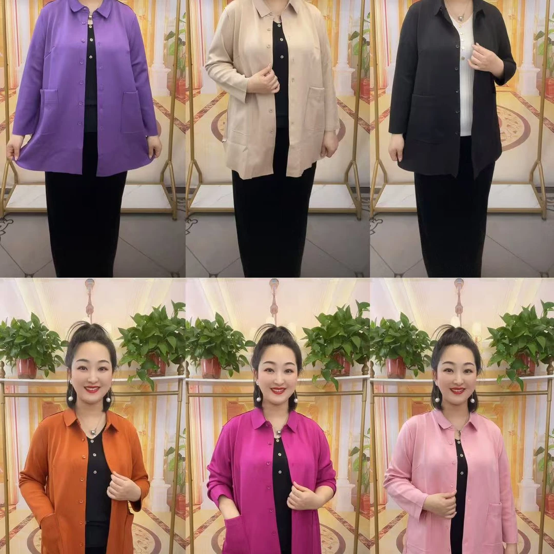 2720款净色翻领带兜外套