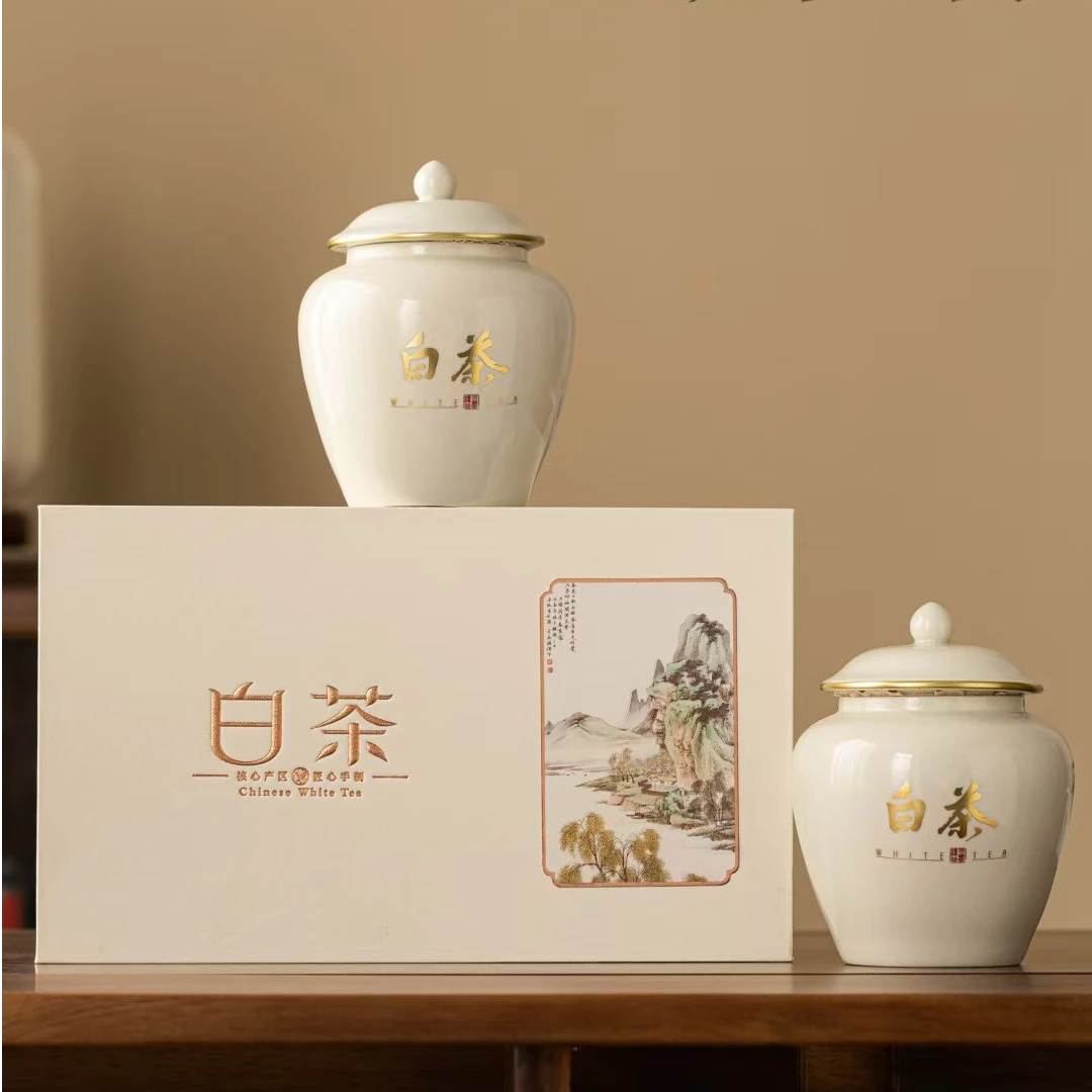 礼自东方 双陶瓷礼盒 寿眉老白茶叶礼盒装高山老寿眉 节送礼长辈