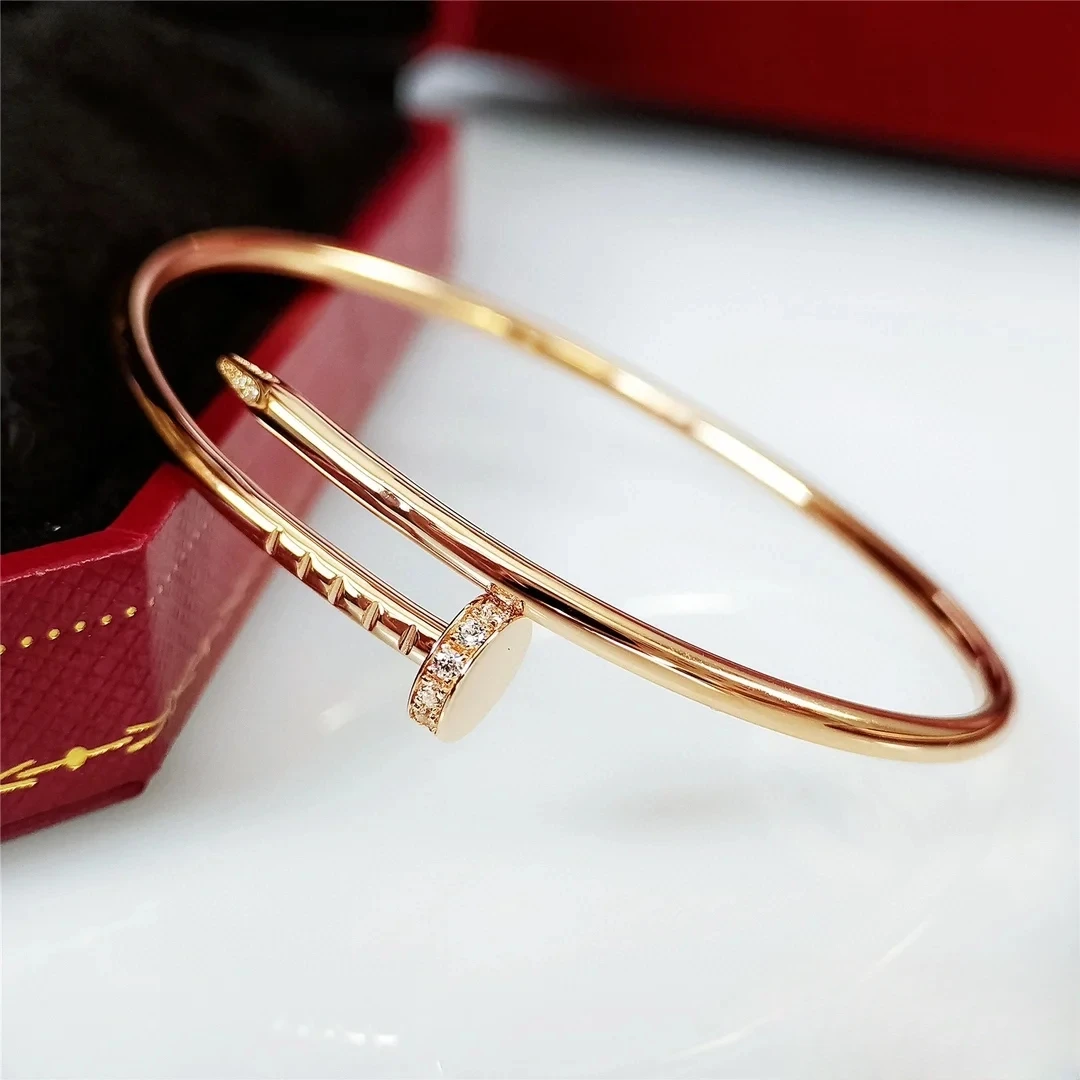 99新 Cartier/卡地亚 珊珊专属 细版20钻钉子手镯16码玫瑰金 23年