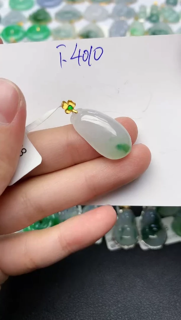 颈饰18K金镶嵌翡翠天然缅甸A货翡翠百元以上9元证书费自理