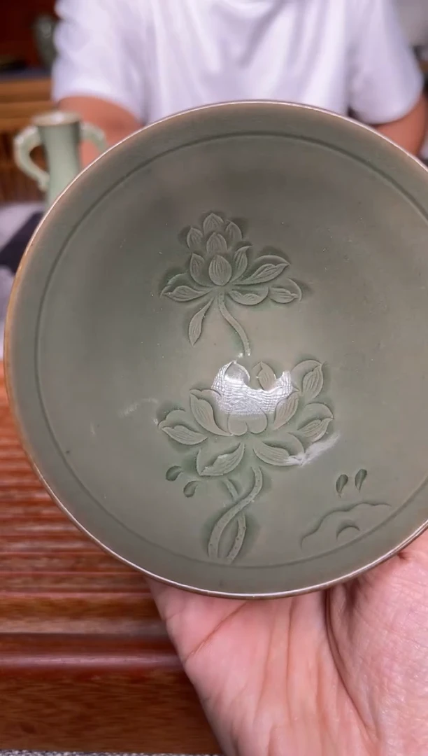 其他418纯手工秘色斗笠盏 微瑕
