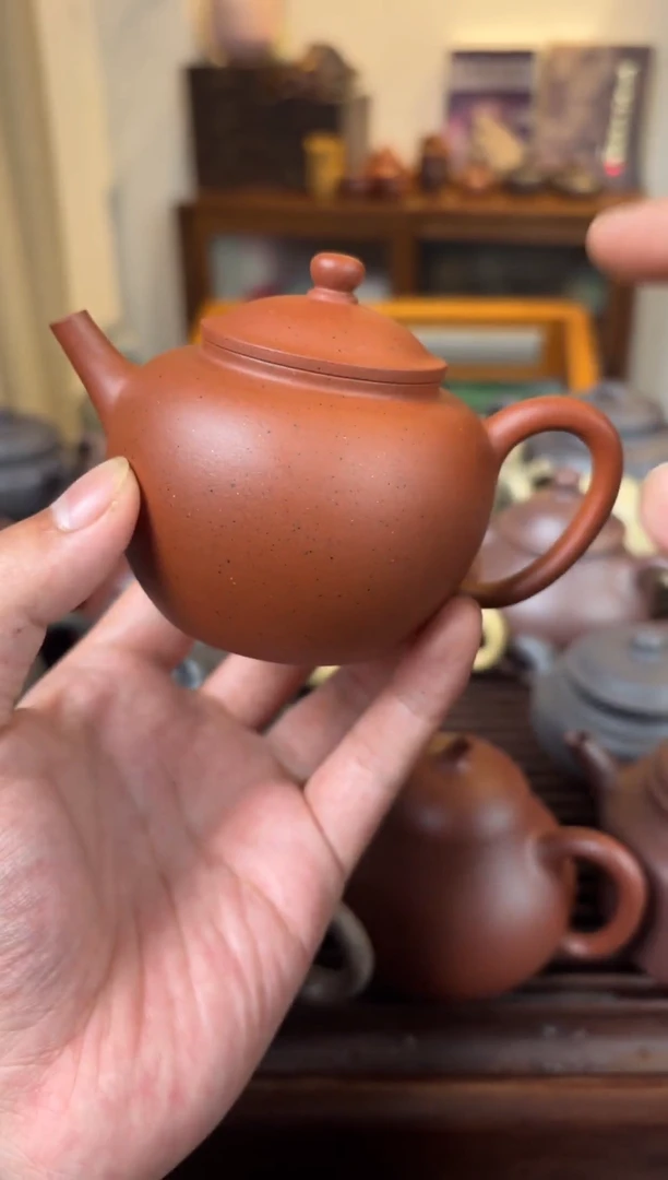 茶壶紫砂黄龙山老红泥明式笠帽155cc