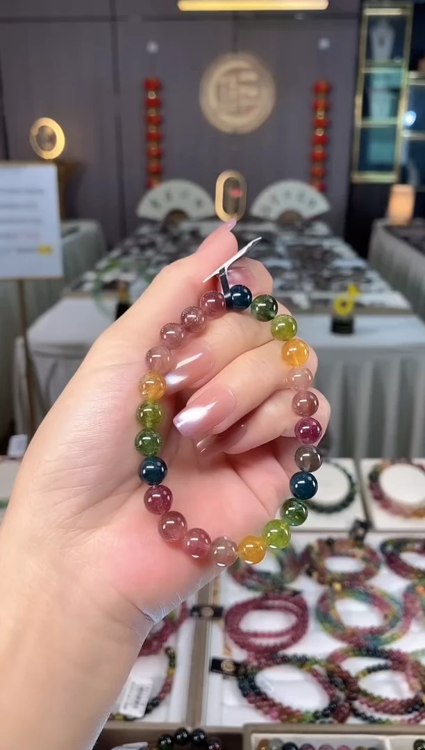 未镶嵌老矿碧玺色标彩虹单圈手串7mm+碧玺多样性发货一条hon