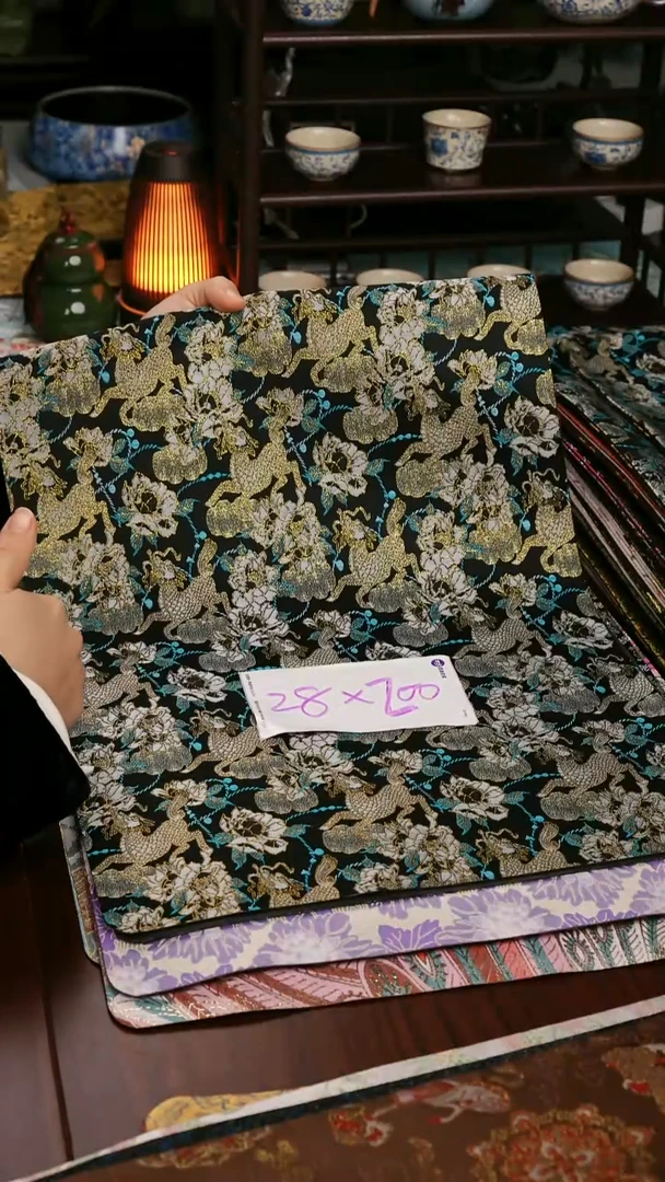 【麒麟牡丹单面】中国风干泡织锦茶席28*200