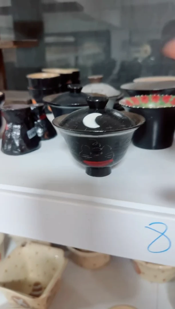 陶瓷猫咪紫沙盖碗【十里高温釉下彩陶瓷】