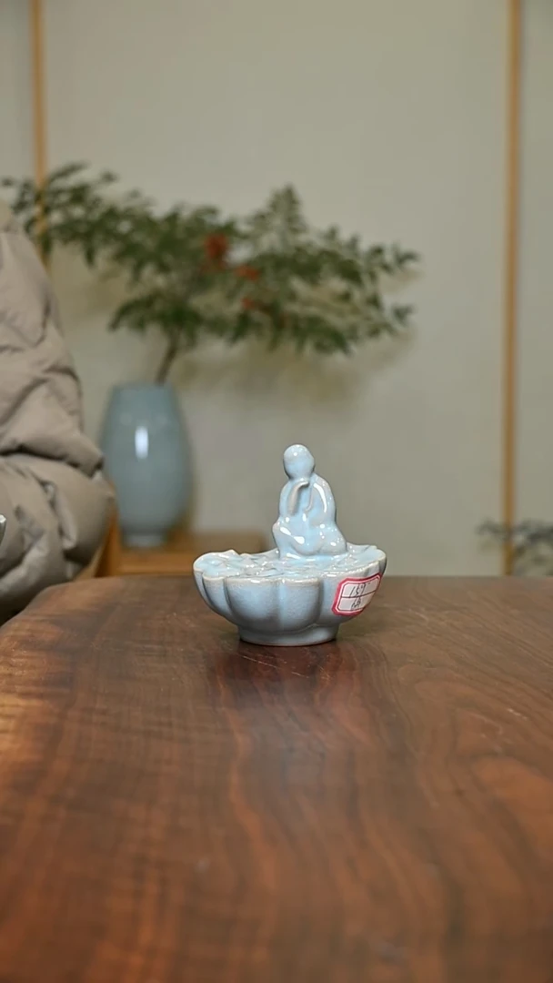 6#无相佛香插 天青 微瑕 朱家汝窑款