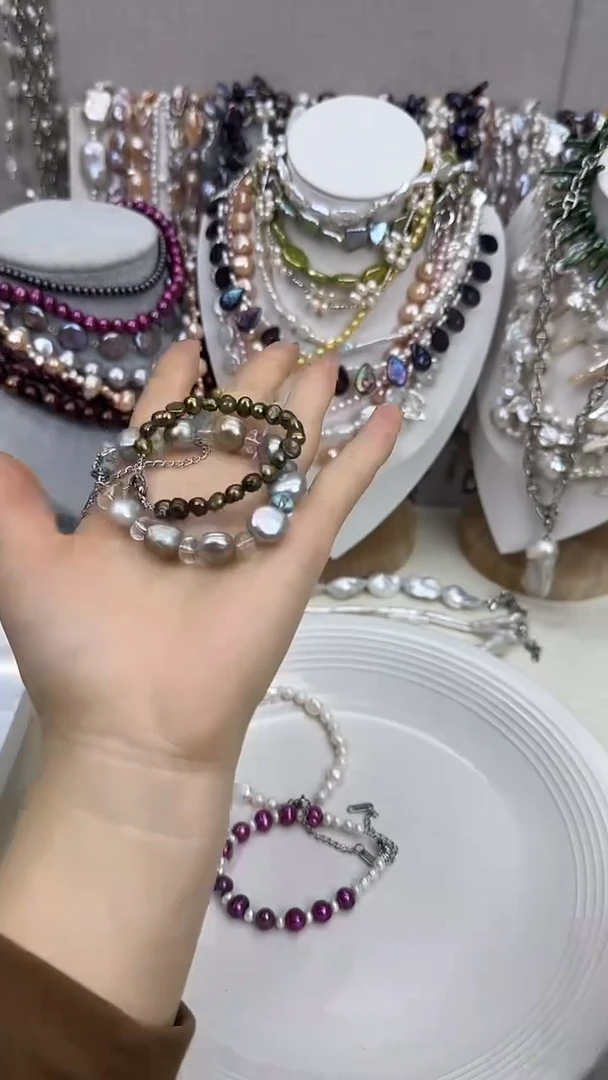 颈饰银S925镀金镶嵌淡水珍珠1