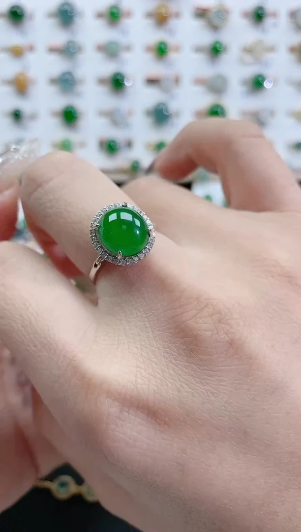 银S925镶嵌戒指翡翠天然翡翠