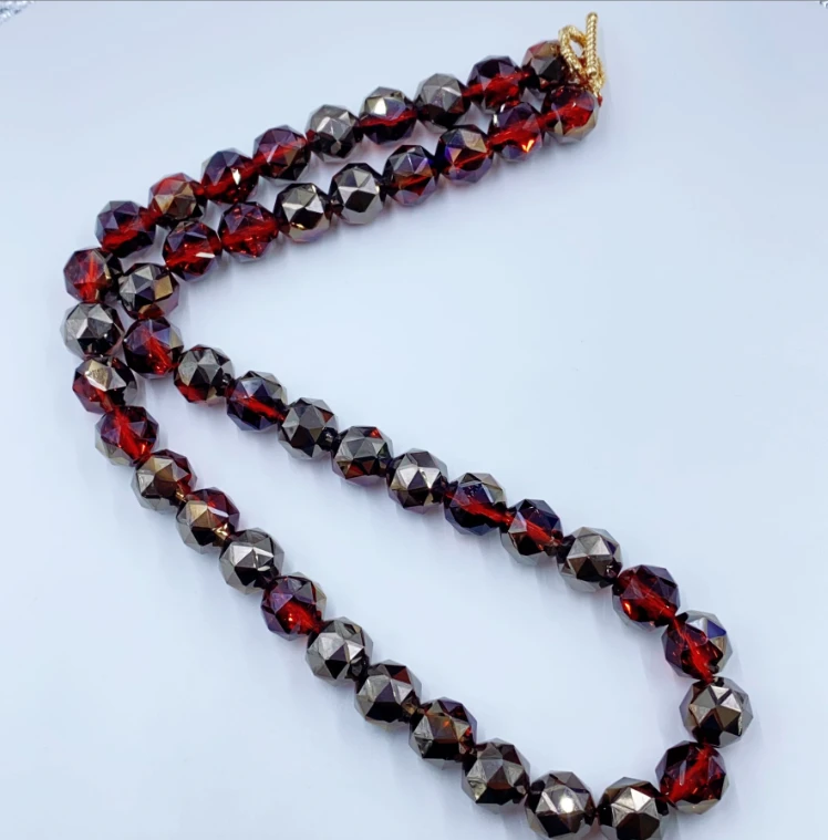 1159 黑红色切割面珠珠项链多样性发货