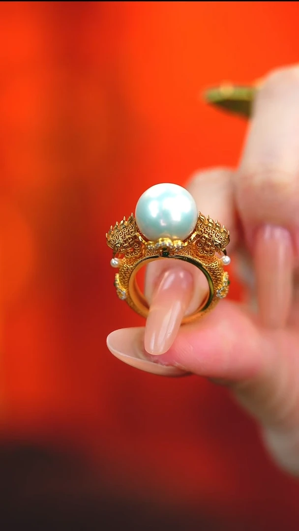 银S925镶嵌戒指淡水珍珠新款