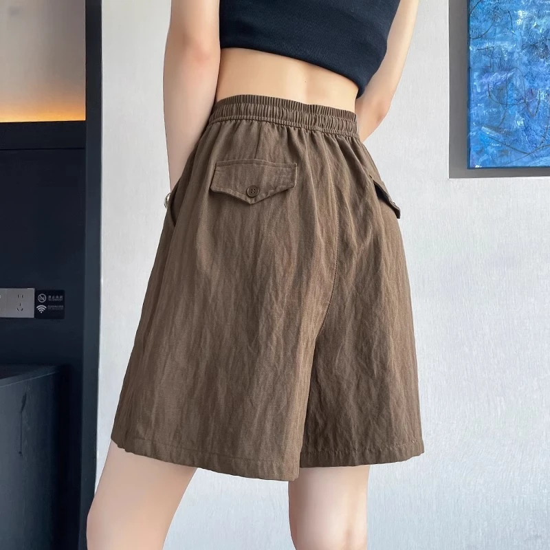 冰丝亚麻短裤女夏季薄款宽松显瘦肌理感爆款休闲慵懒山本短裤