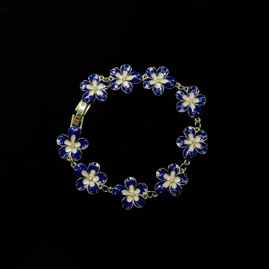 铜合金手链 古着vintage手链复古花朵小众设计高级感ins手链女款