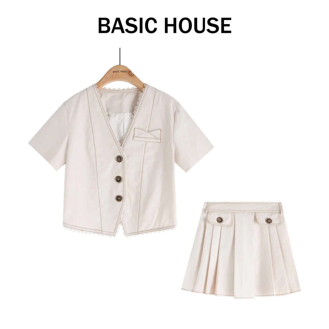 Basic House/百家好夏季新款百搭气质轻奢时尚套装B1335B5Y2C2