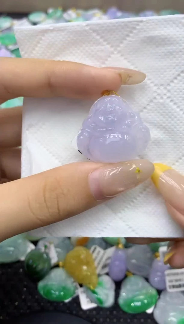 颈饰18K金镶嵌翡翠天然缅甸翡翠A货