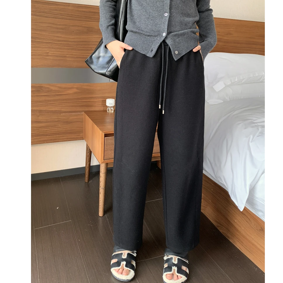 Seawhen海维恩 2025年秋冬新款 肌理感毛呢显瘦茧型裤休闲裤 3559