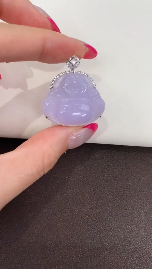 颈饰18K金镶嵌翡翠天然缅甸a货翡翠