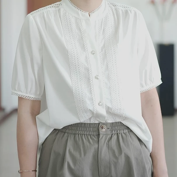 衬衫女夏梦里人新款减龄时尚百搭短袖上衣2449-5040