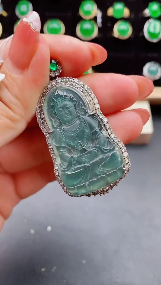 【闪购商品】翡翠吊坠(赠链)银S925镶嵌508500