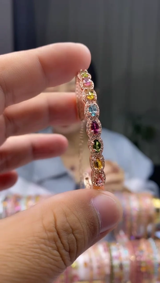 【闪购商品】碧玺手镯银S925镶嵌3453543543453