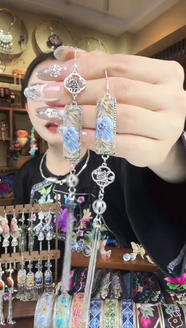 刺绣非遗刺绣民族风耳环