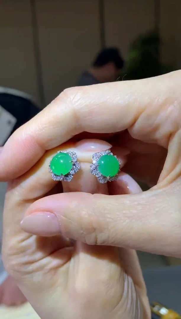 【闪购商品】翡翠耳饰18K金镶嵌|不退不换