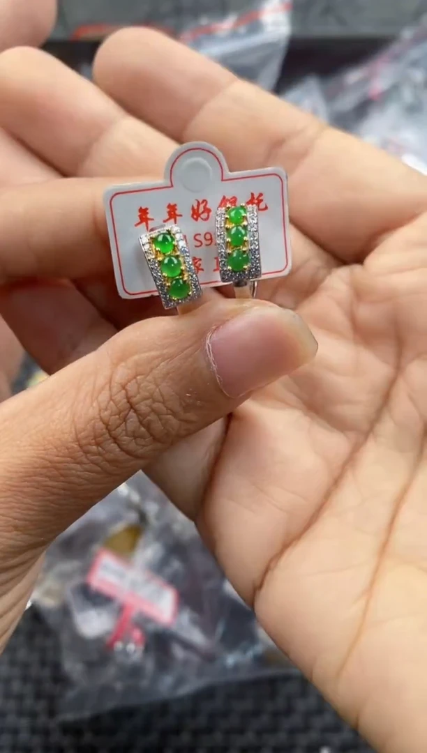 银S925镶嵌戒指翡翠222---1