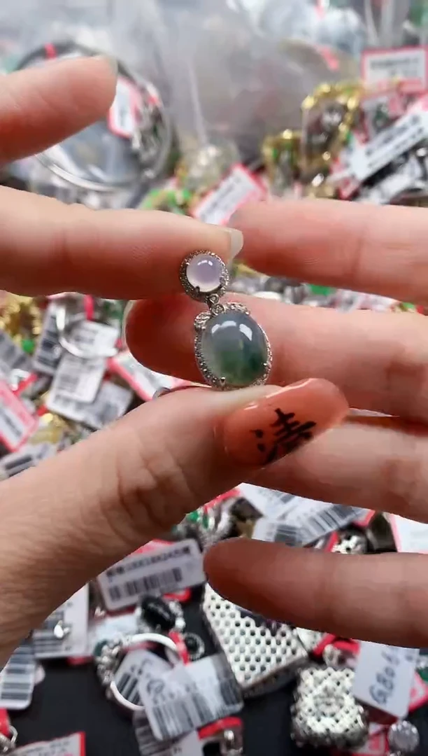 银S925镶嵌戒指翡翠天然A货缅甸翡翠