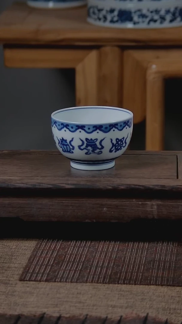 杯折葵非器手工手绘莲托八宝禅定杯