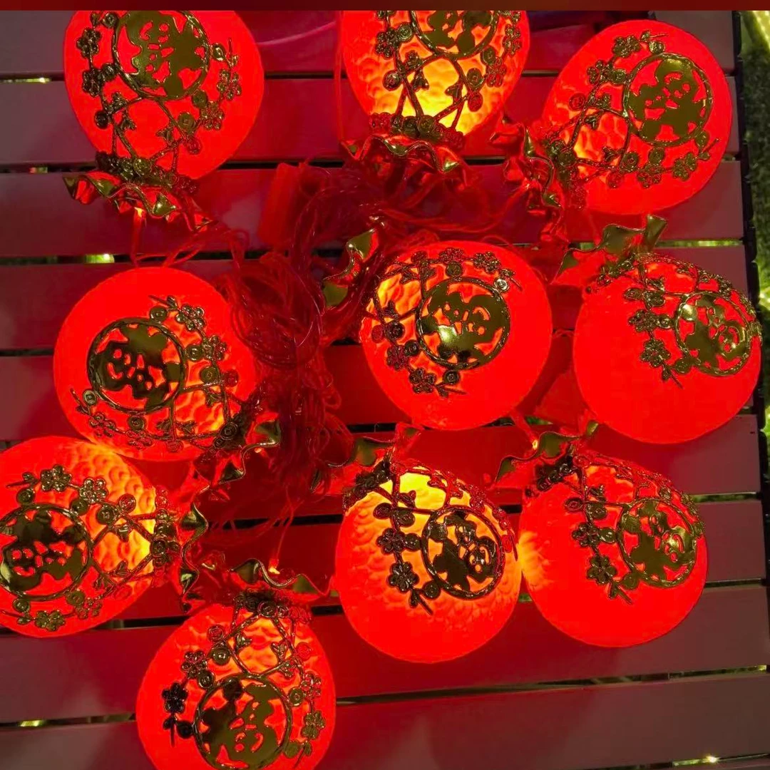 LED金福福袋2025婚礼灯笼挂饰新年结婚装饰氛围灯防水防冻发光