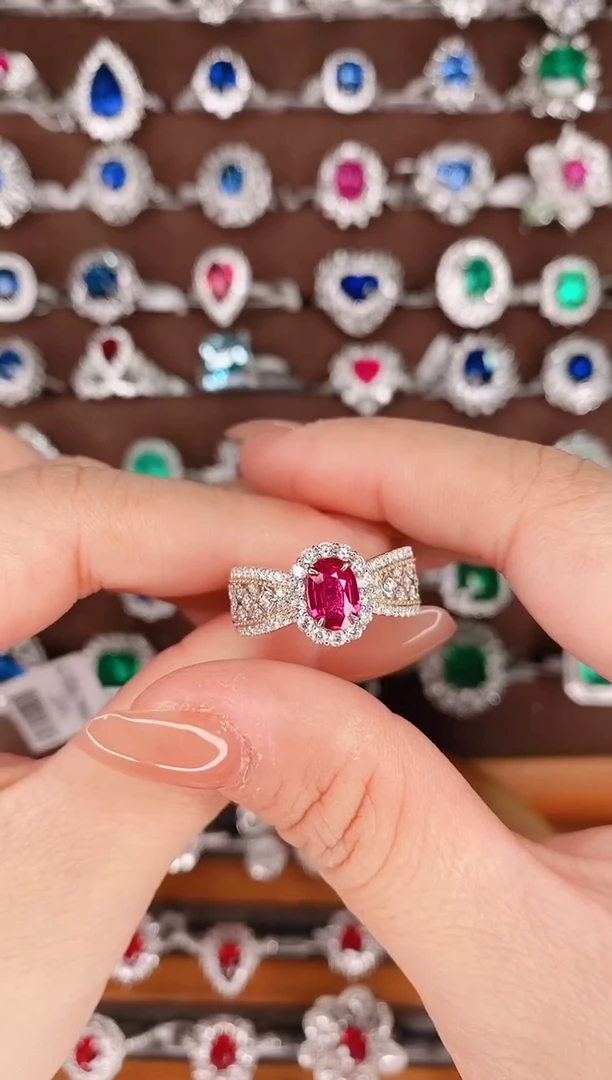 【闪购商品】红宝石18K金戒指18K金镶嵌0.87克拉