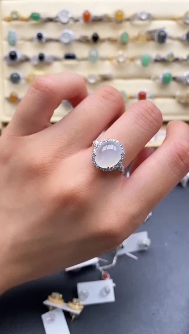 银S925镶嵌戒指翡翠222222+1