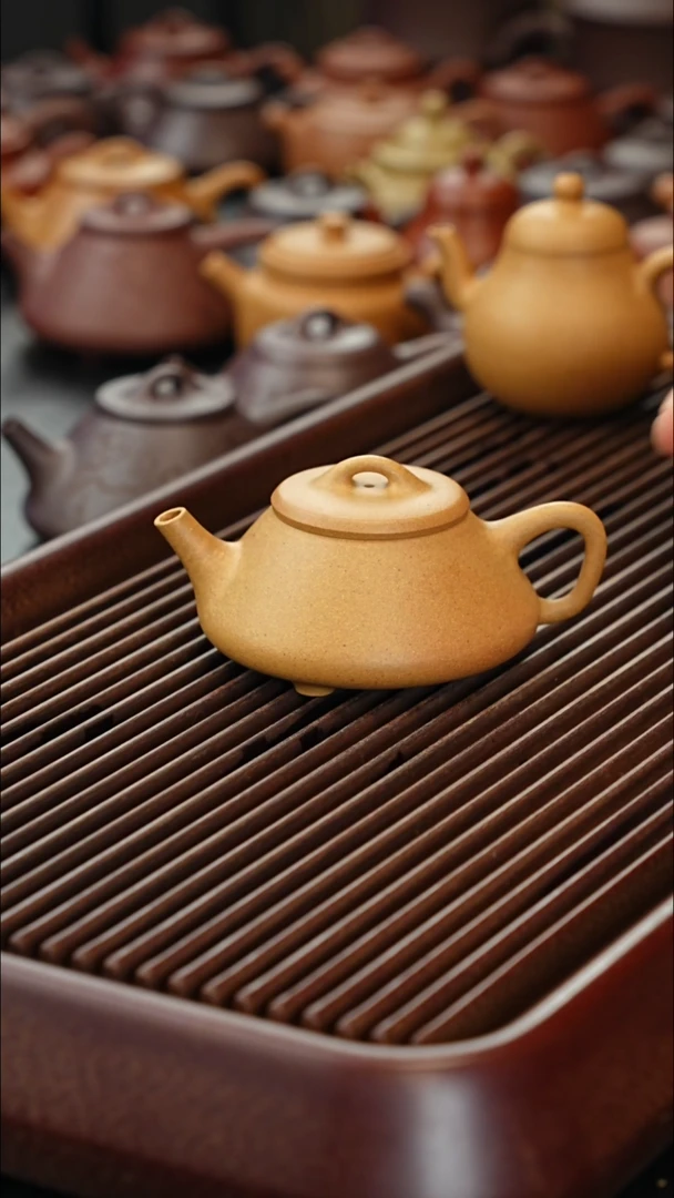 茶壶紫砂明黄黄金段任瓢封釉160cc