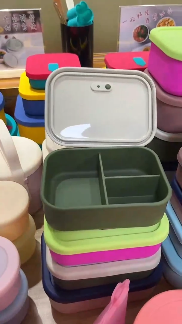 硅胶绿底麦盖-3格排气-700ml