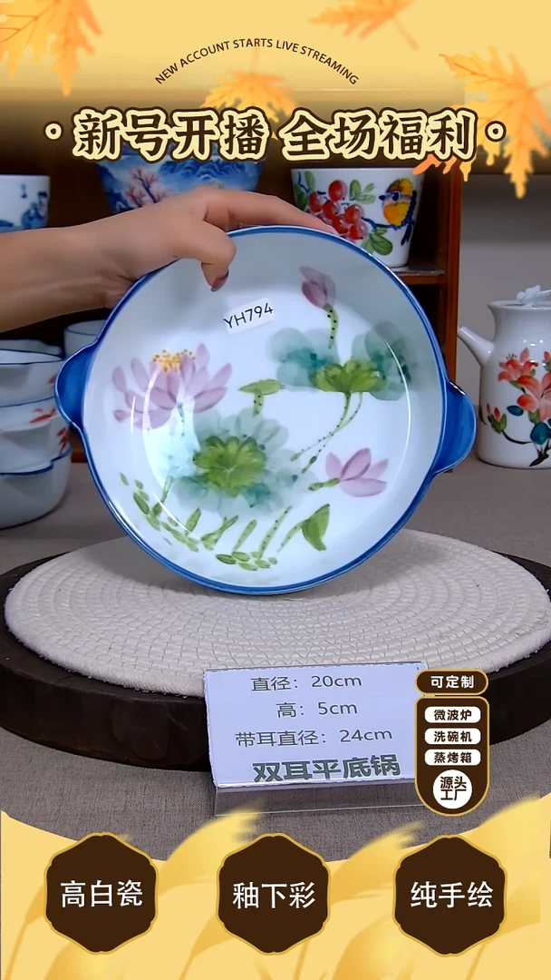 盘景德镇手绘釉下彩陶瓷餐具