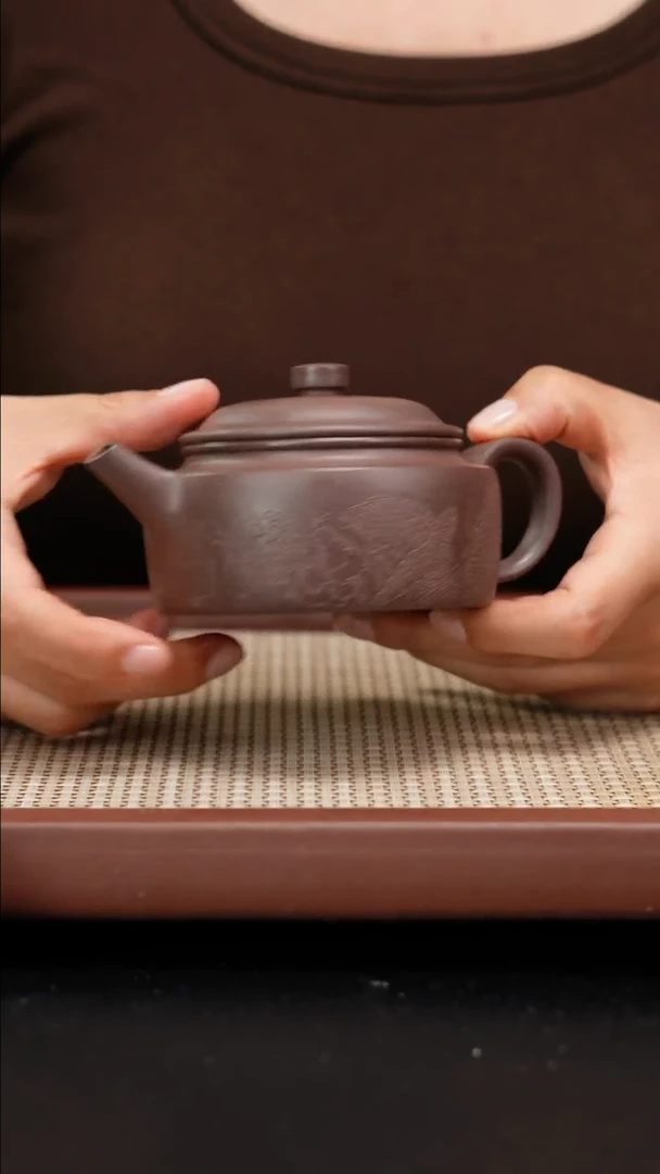 【闪购商品】紫砂茶壶全手工底曹清扁德钟刻绘180