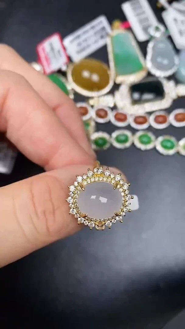 银S925镶嵌戒指翡翠7200