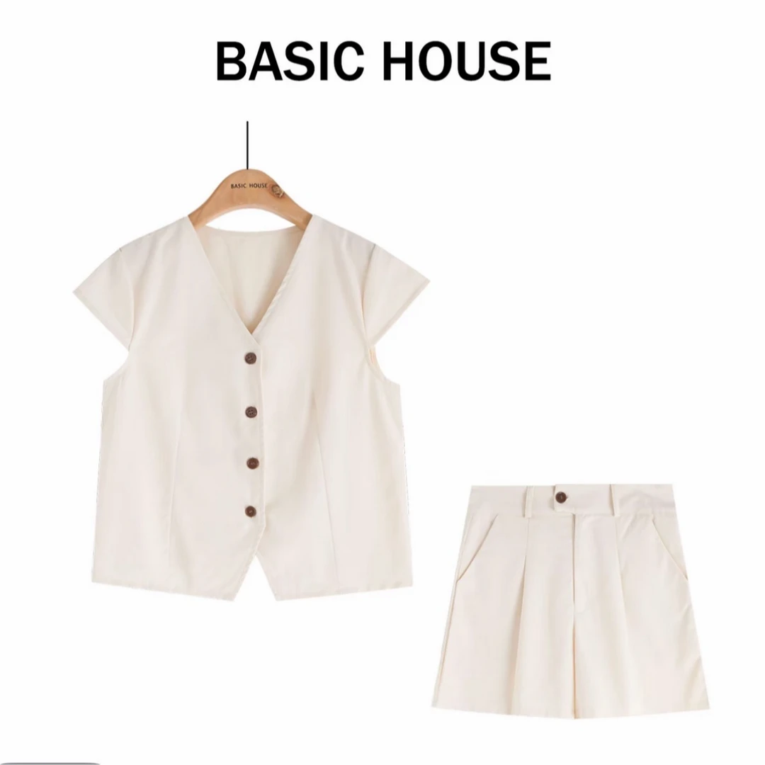Basic House/百家好夏季新款气质轻奢时尚休闲宽松套装JH