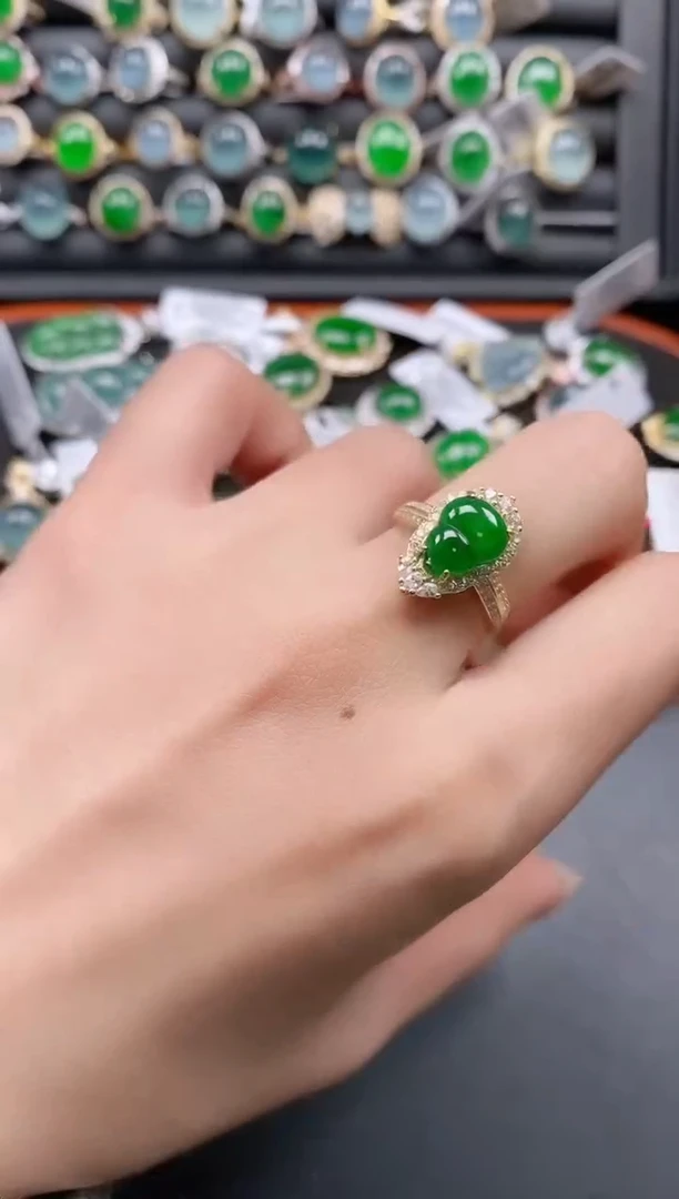 银S925镶嵌戒指翡翠11