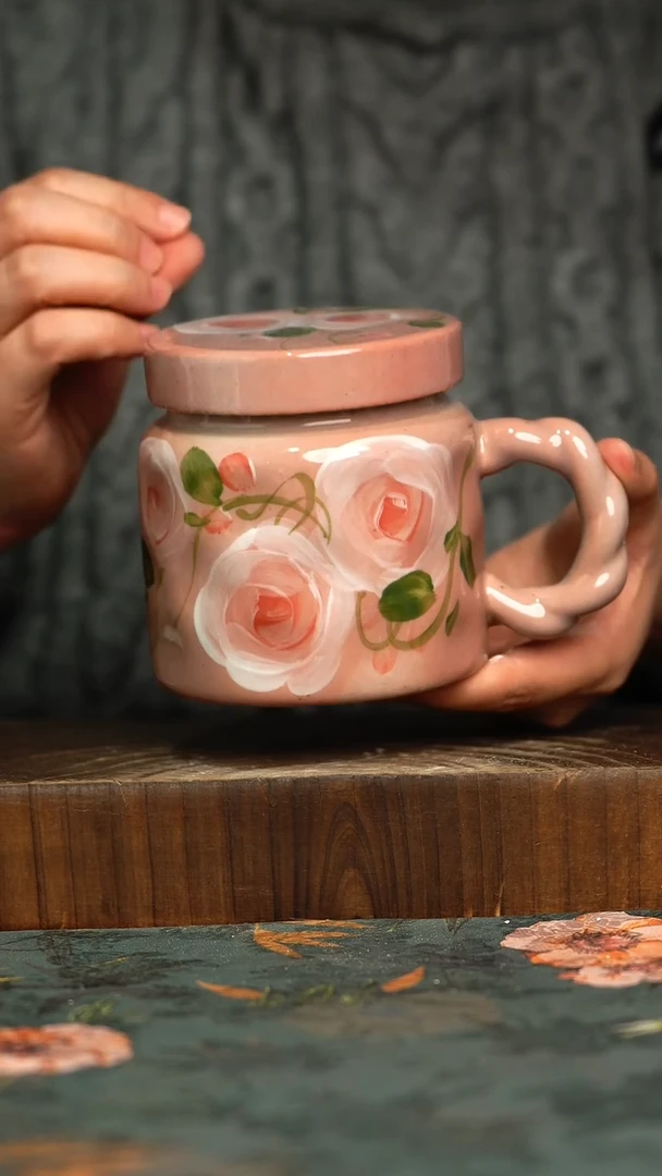 杯釉下彩手工手绘同款陶器