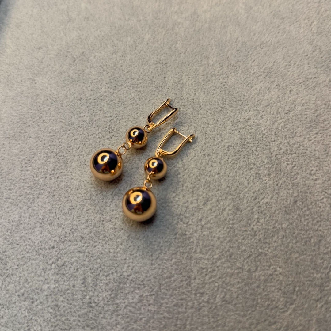 铜合金耳饰 新款双珠耳环0015