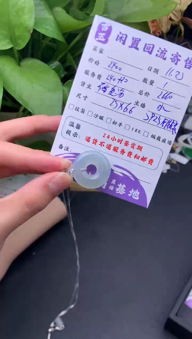 颈饰银S925镶嵌翡翠挂件