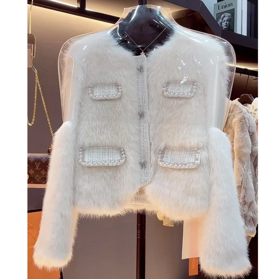 2024冬季新款百搭小香风气质轻奢网红毛毛外套女重工保暖