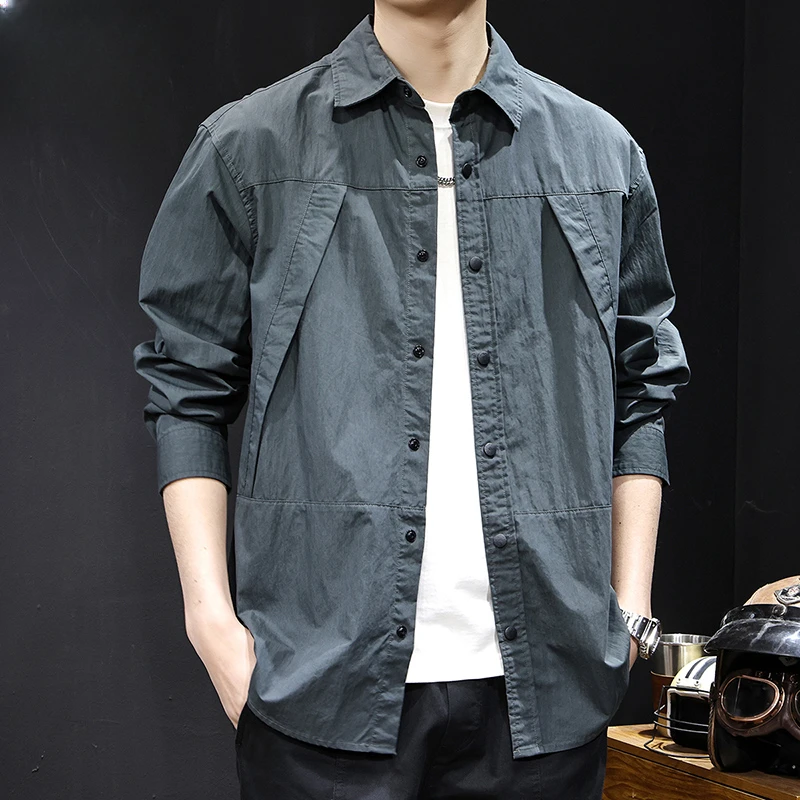 殿若山系户外衬衫男外套长袖秋季新款休闲衣服百搭高级感大码春秋