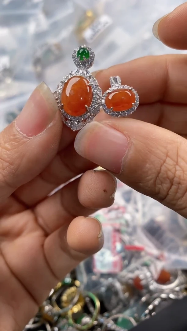 银S925镶嵌戒指翡翠999---8